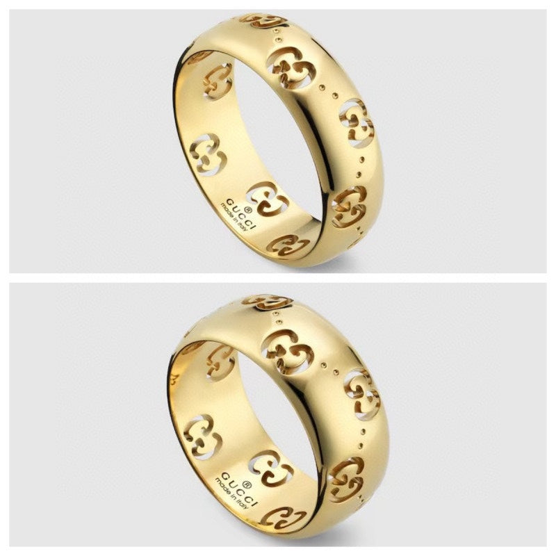 gold double g Ring for unisex couple - product detail view