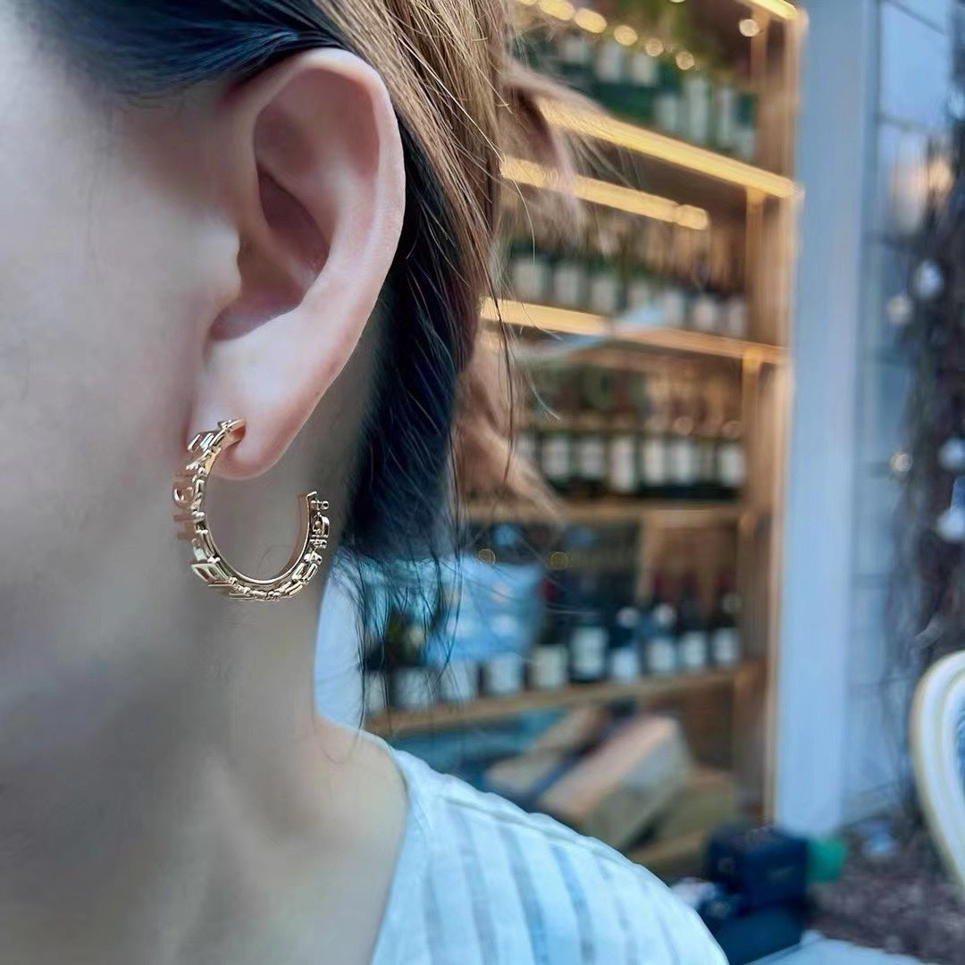 yellow brass delicate Stud Earrings for kids - product detail view
