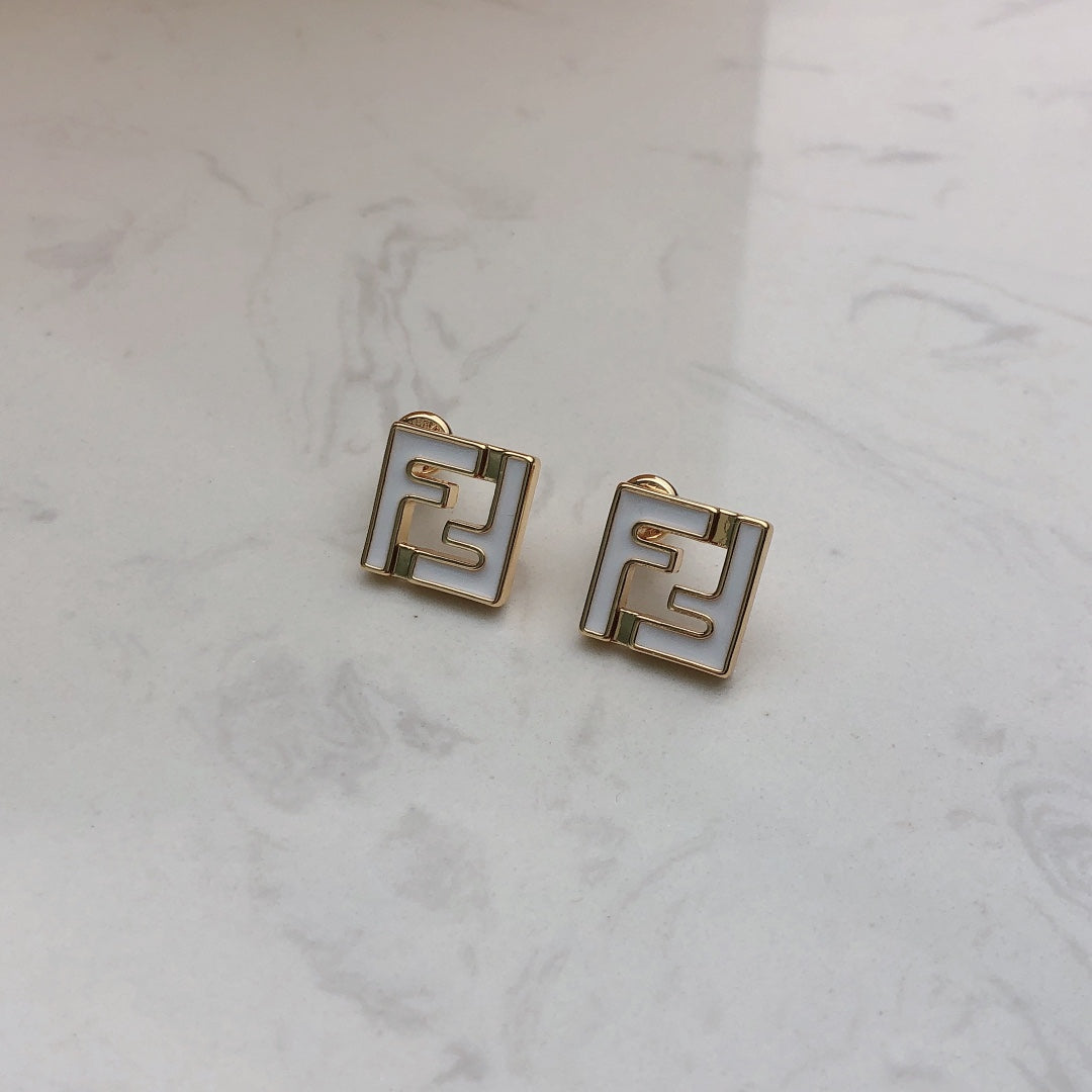 yellow brass delicate Stud Earrings for kids - alternate angle view 3