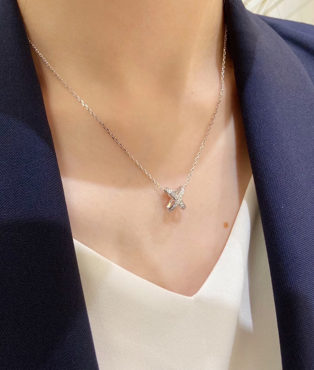 crystal minimalist Necklace for women - alternate angle view 2