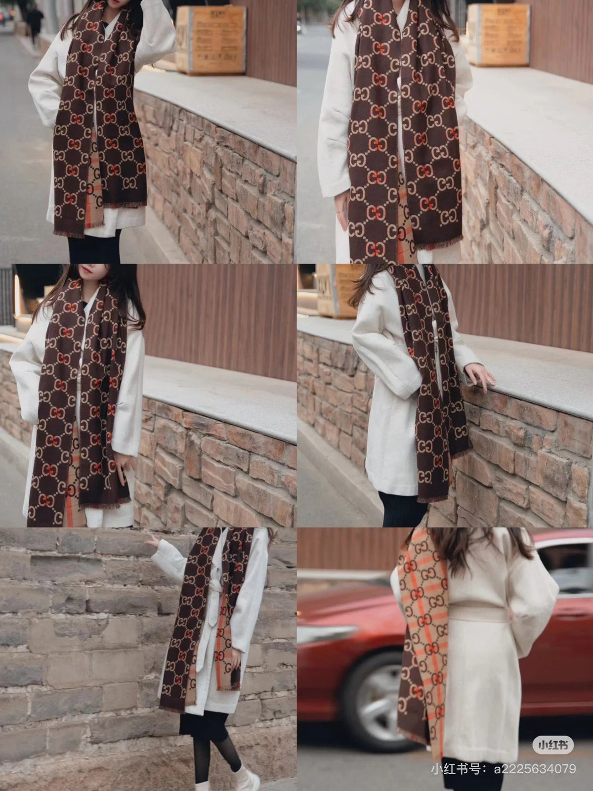 contrast color floral Scarf for women - alternate angle view 2
