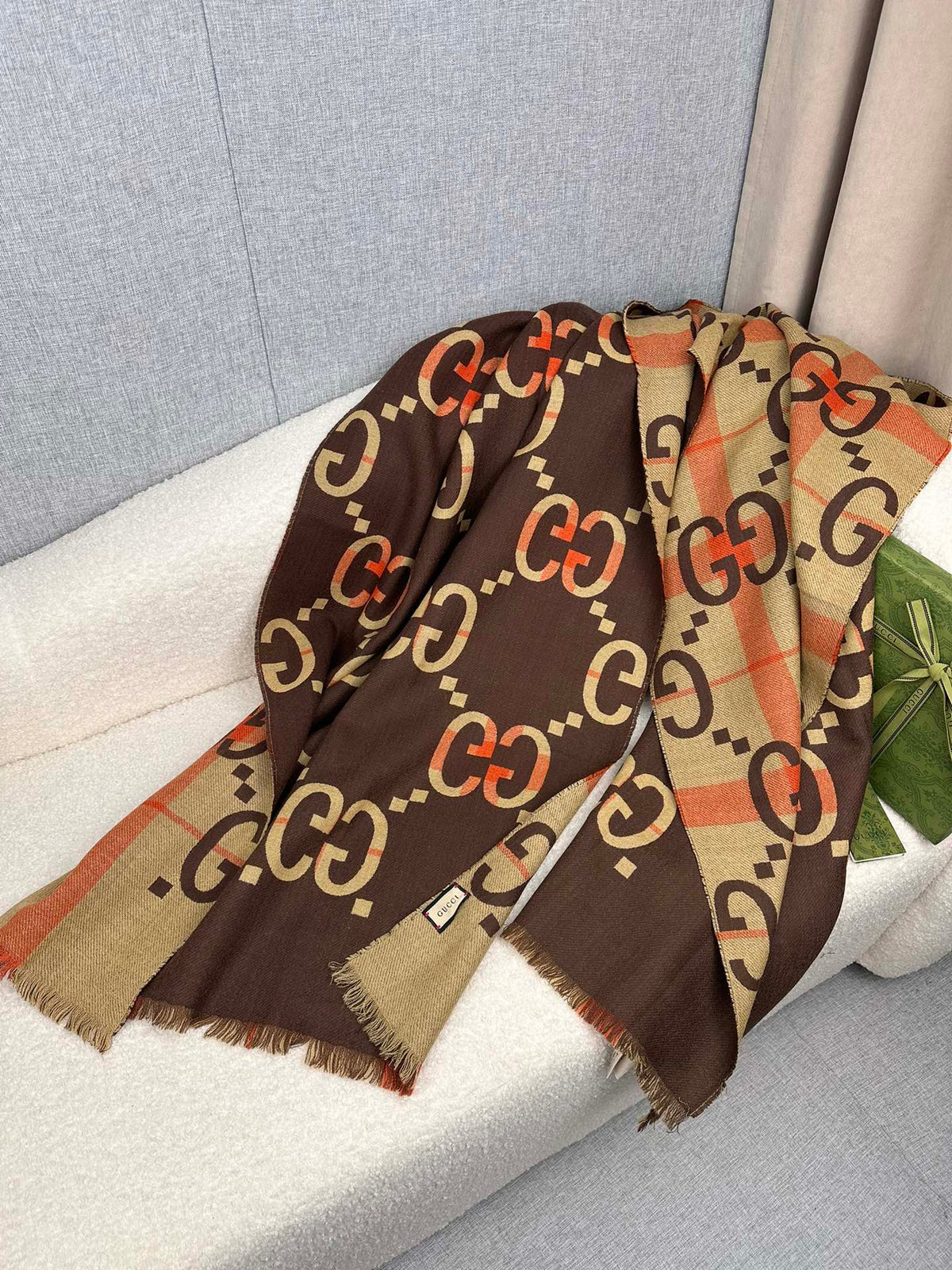 contrast color floral Scarf for women - alternate angle view 6