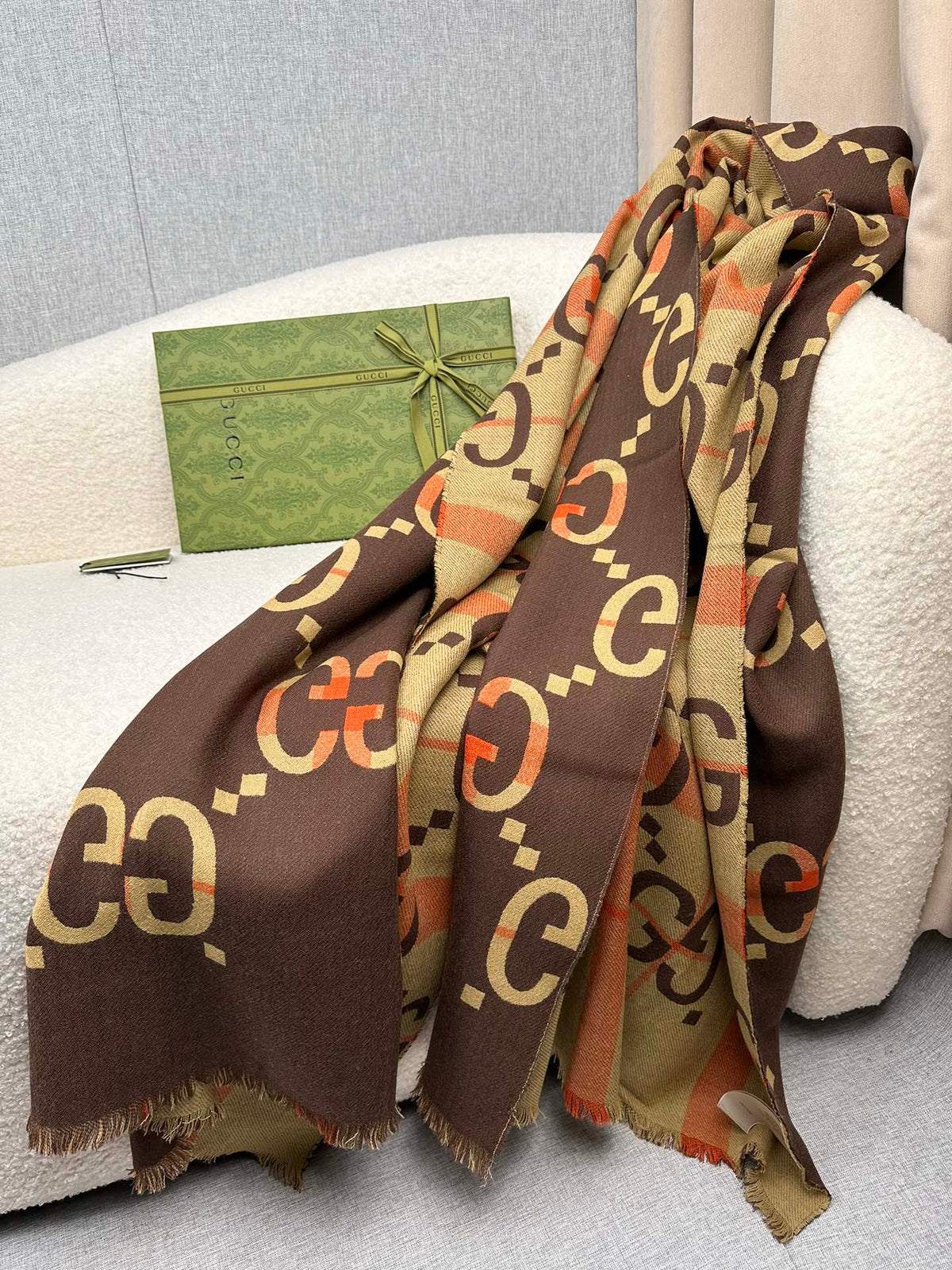 contrast color floral Scarf for women - alternate angle view 7