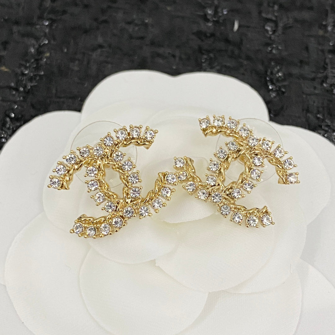 crystal floral Stud Earrings for women - alternate angle view 7