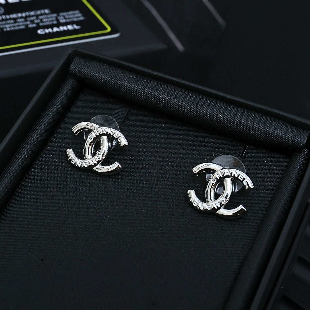 enamel double c Stud Earrings for women - alternate angle view 5
