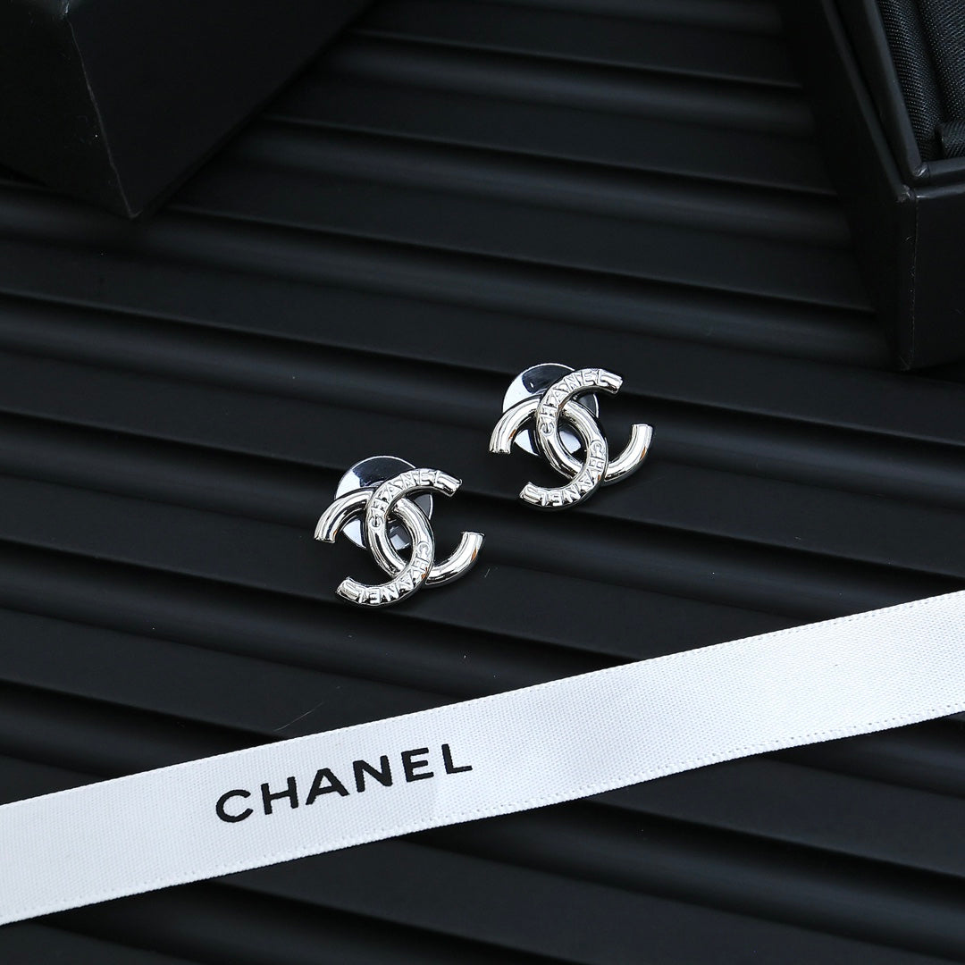 enamel double c Stud Earrings for women - alternate angle view 3