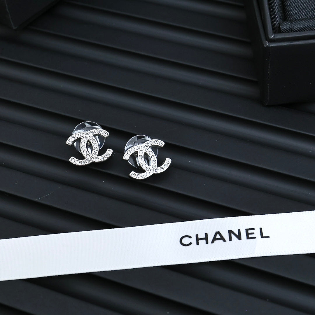 light gold crystal versatile Stud Earrings for women - alternate angle view 5