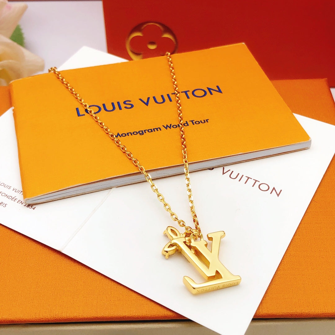 gold brass floral Necklace for women - alternate angle view 4
