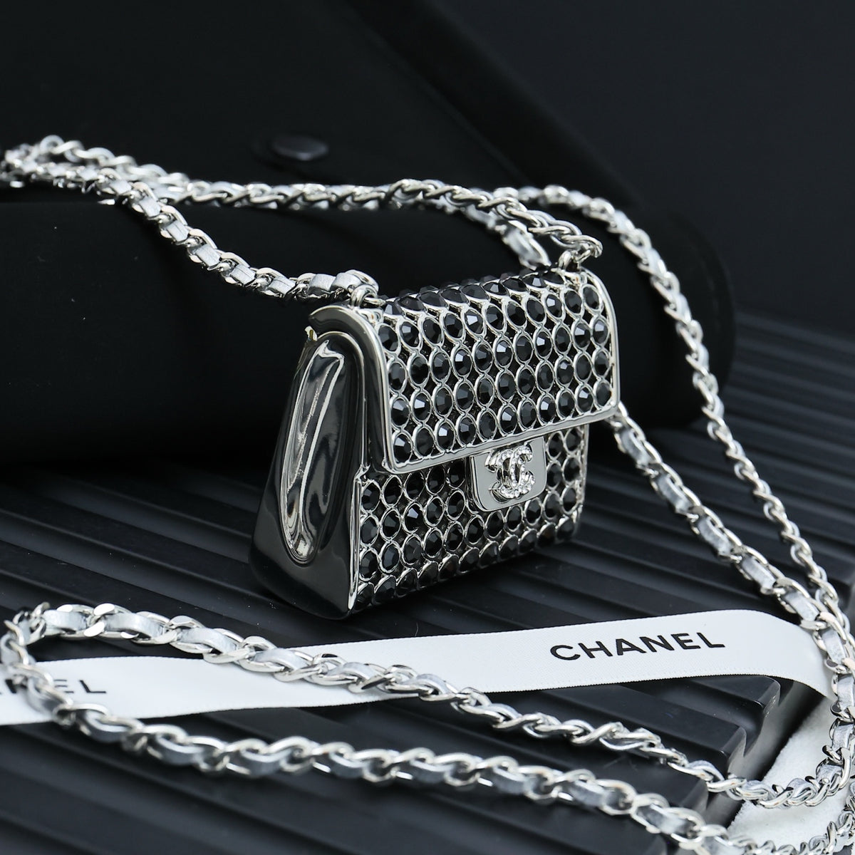 silver crystal fashion accessory for women - alternate angle view 3