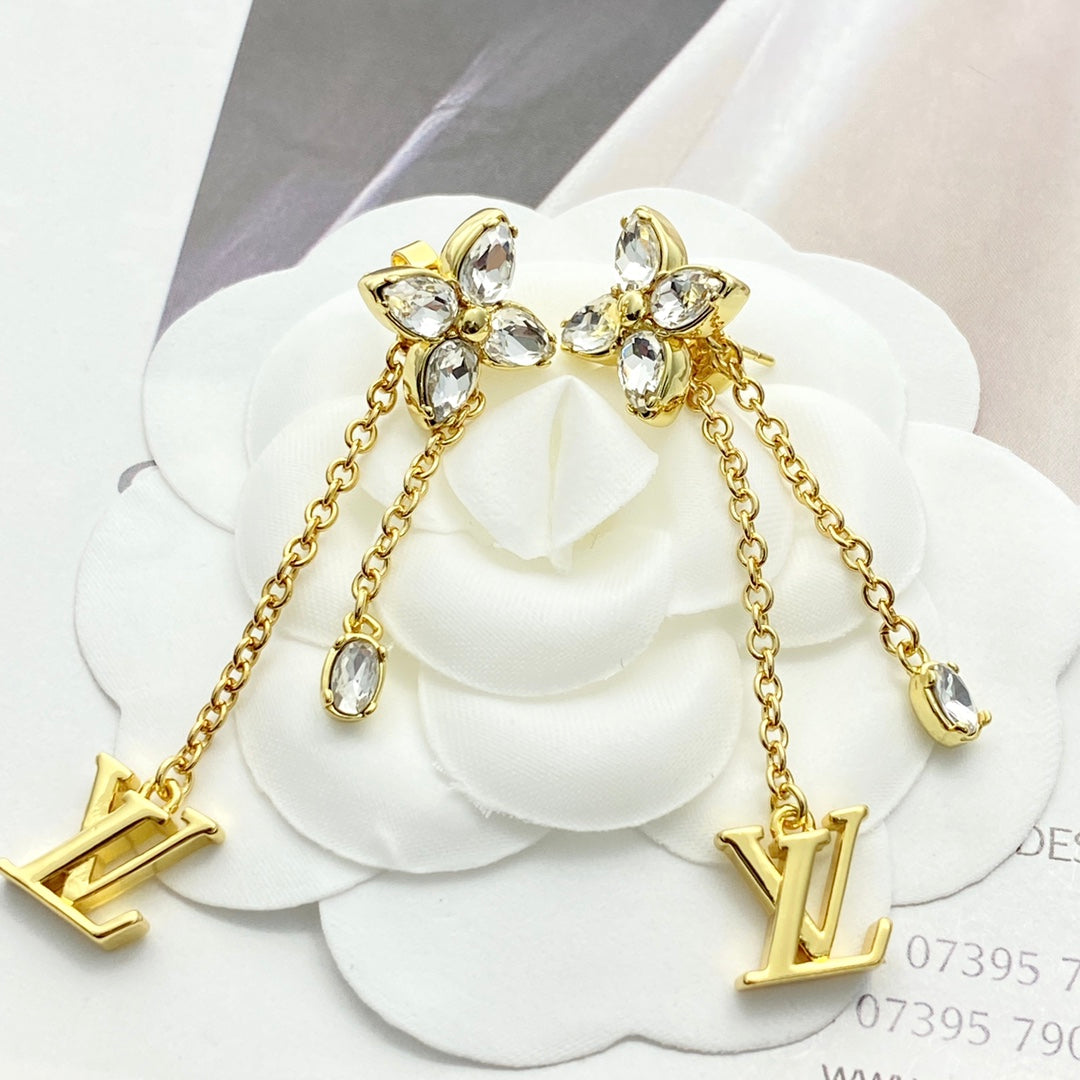 crystal clover Drop Earrings for women - alternate angle view 4