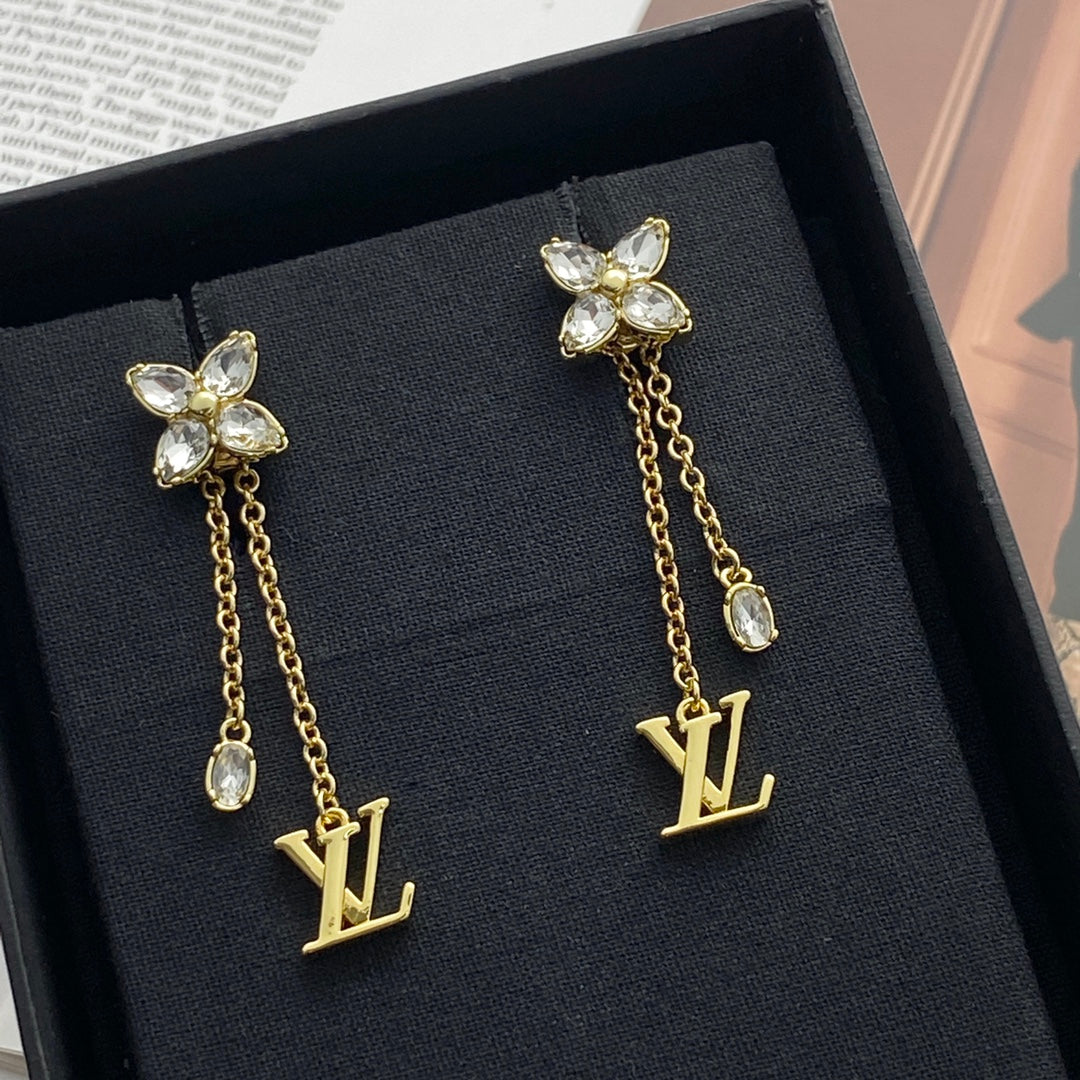 crystal clover Drop Earrings for women - alternate angle view 6