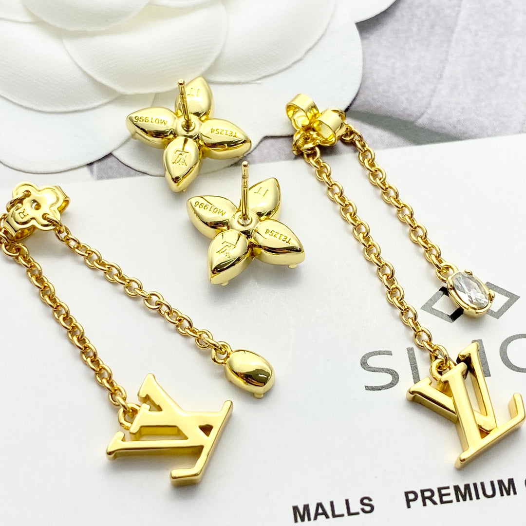 crystal clover Drop Earrings for women - alternate angle view 3