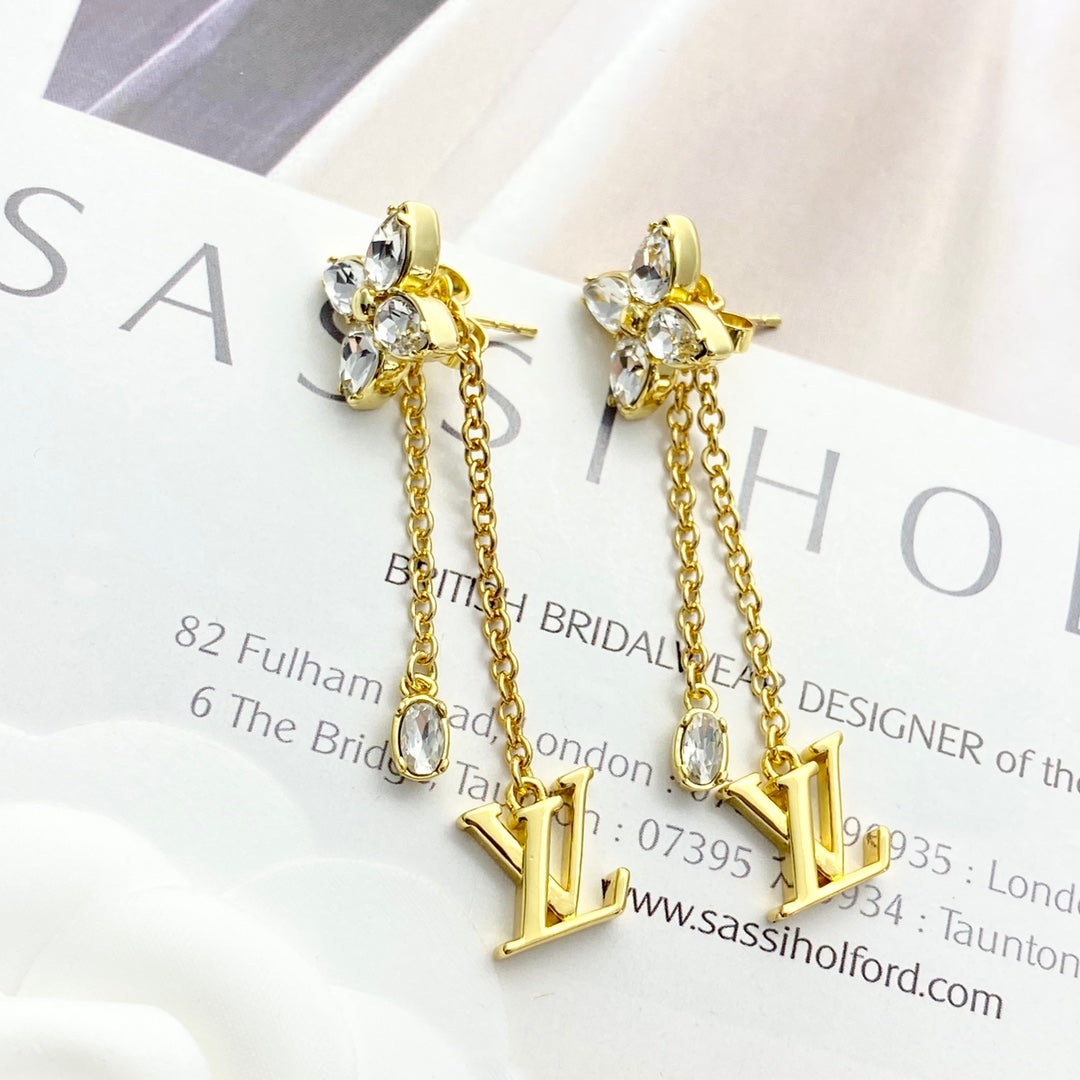 crystal clover Drop Earrings for women - product detail view