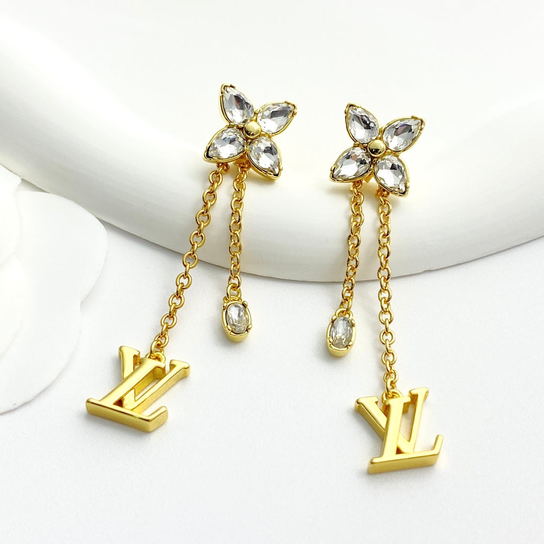 crystal clover Drop Earrings for women - alternate angle view 5