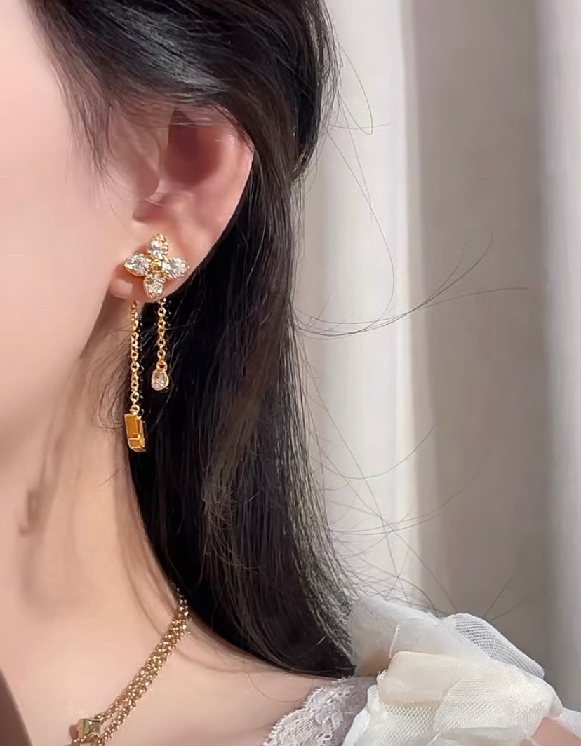 crystal clover Drop Earrings for women - alternate angle view 7