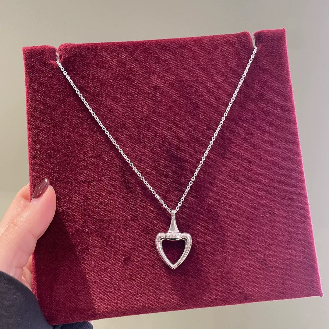 silver heart Pendant for men - alternate angle view 6
