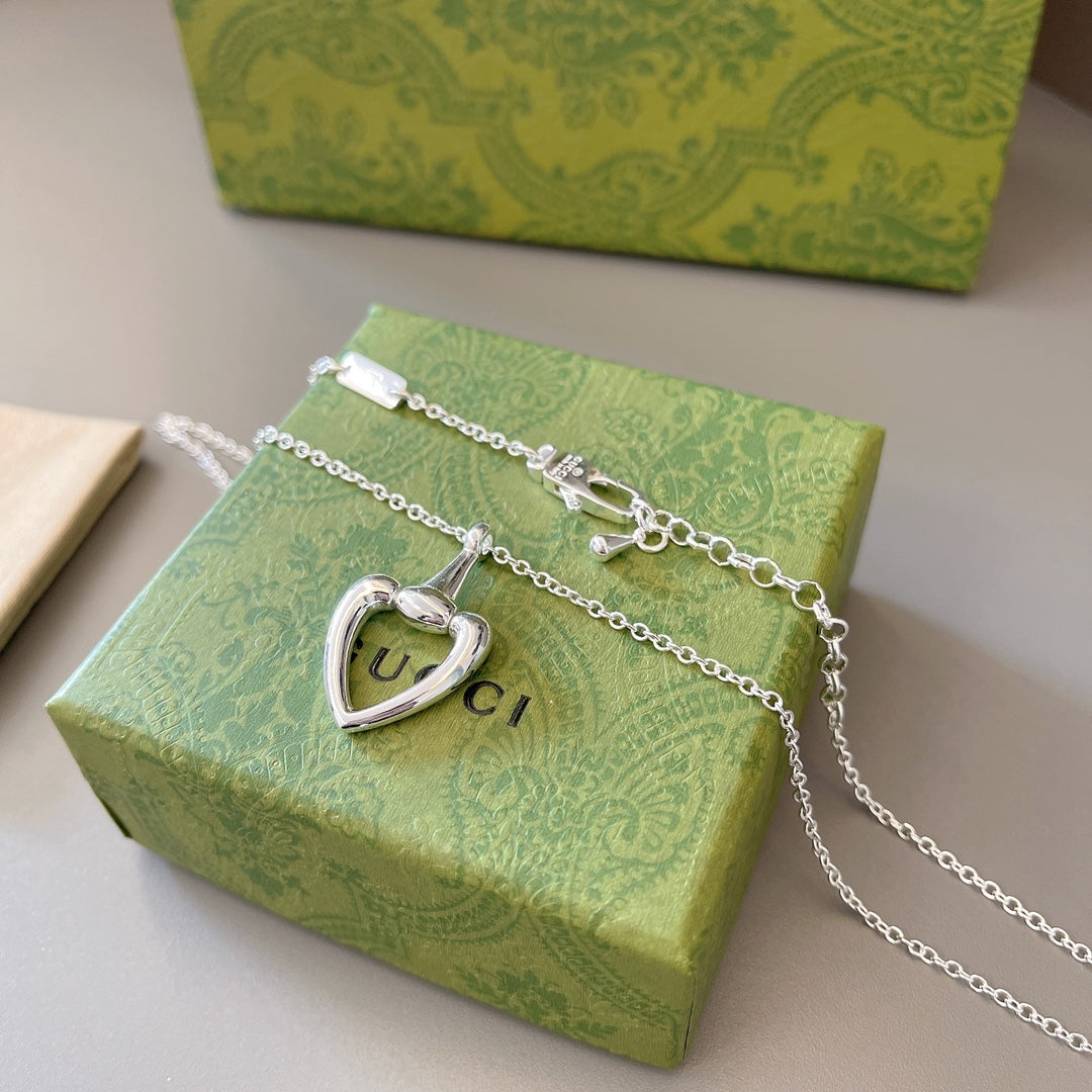 silver heart Pendant for men - alternate angle view 4