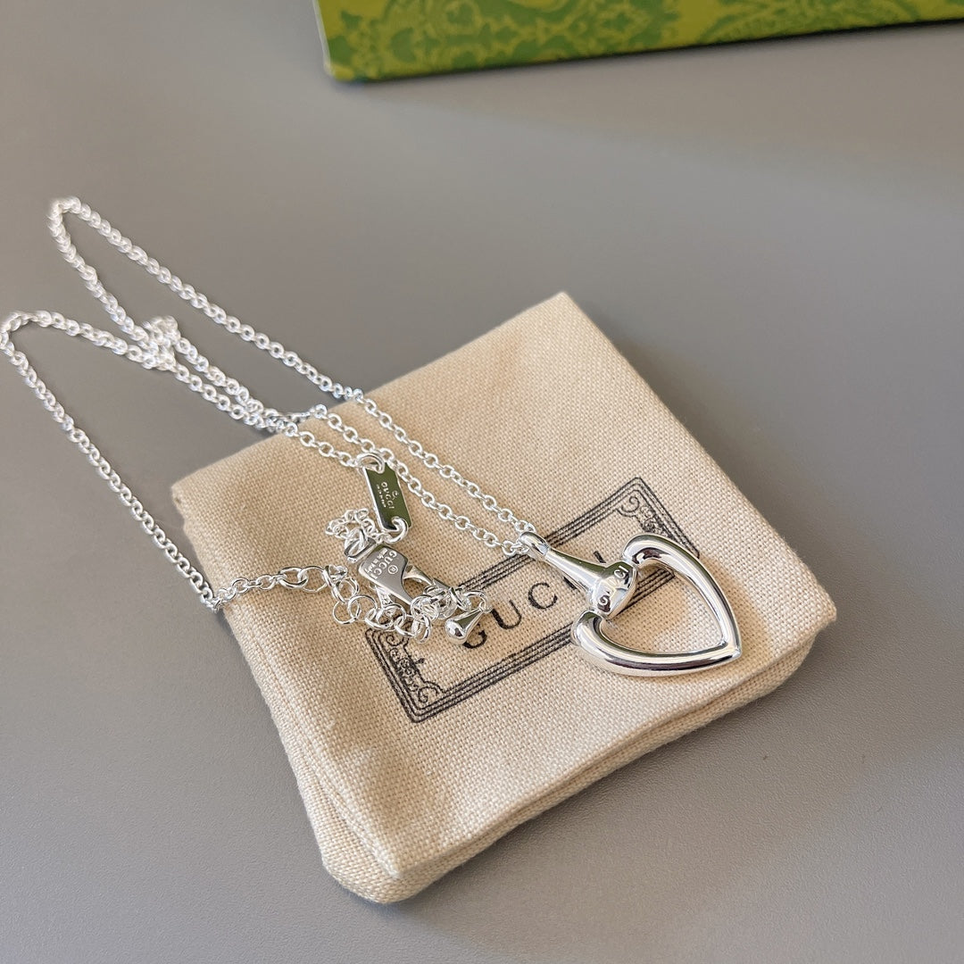 silver heart Pendant for men - alternate angle view 3