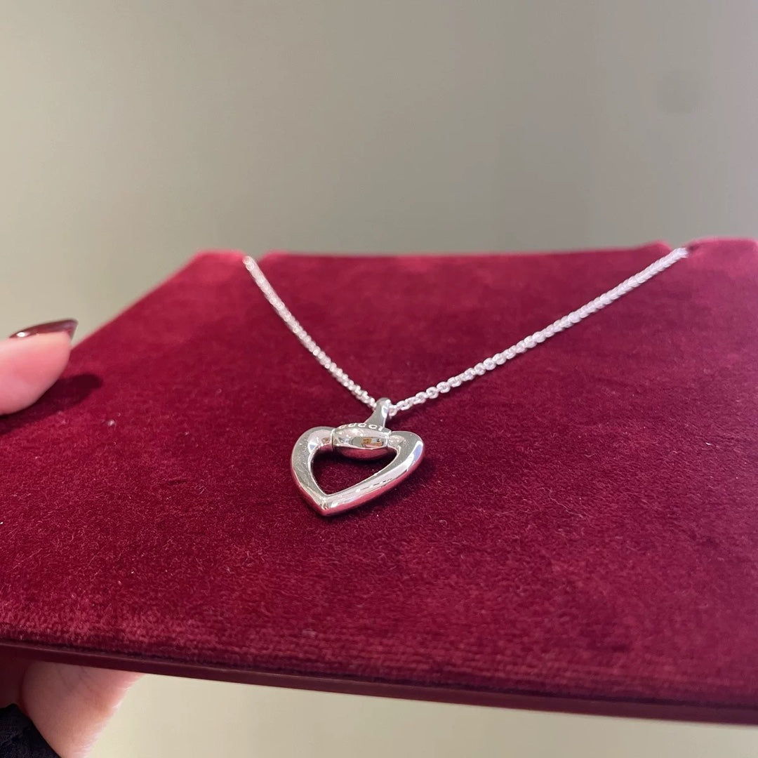 silver heart Pendant for men - alternate angle view 2
