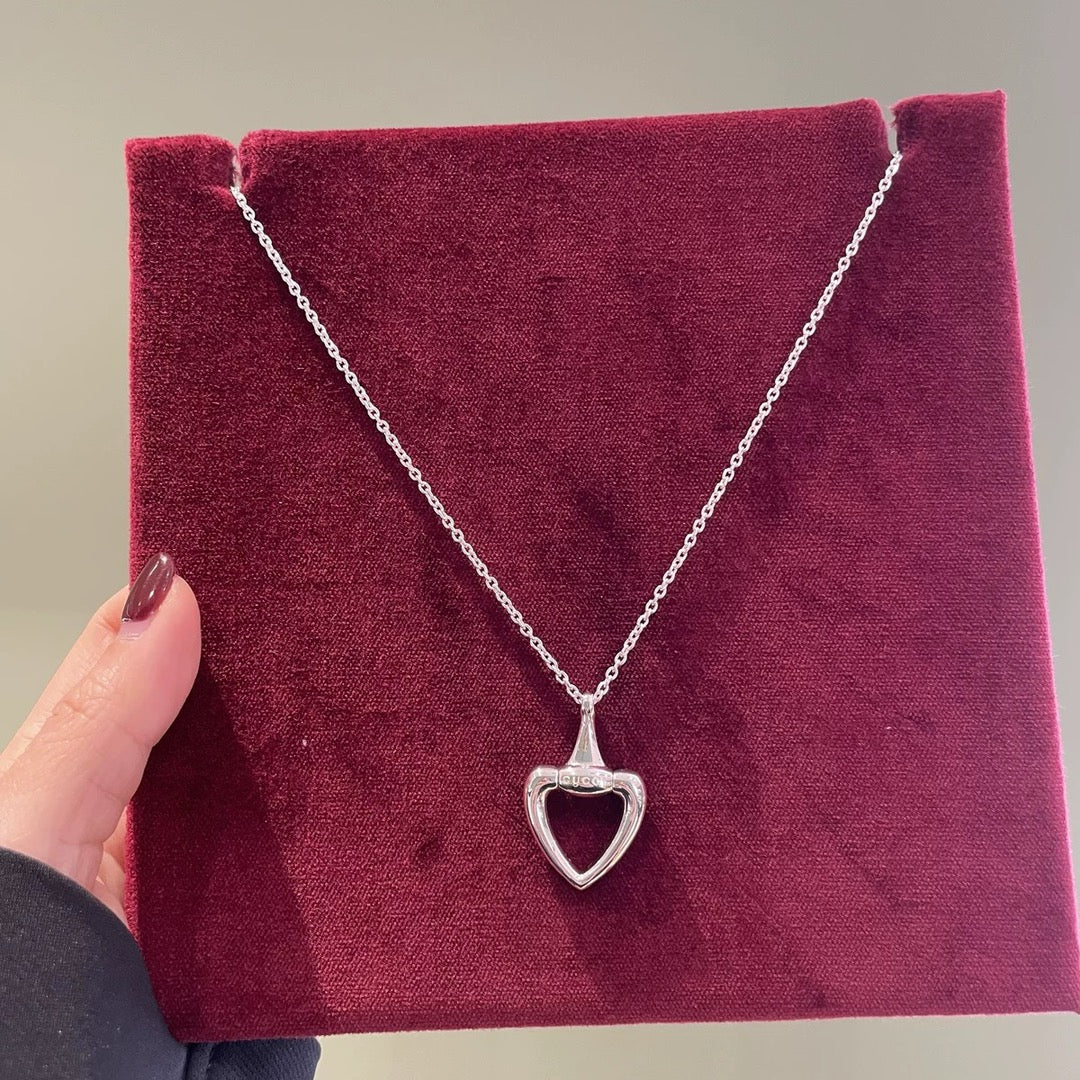 silver heart Pendant for men - product detail view