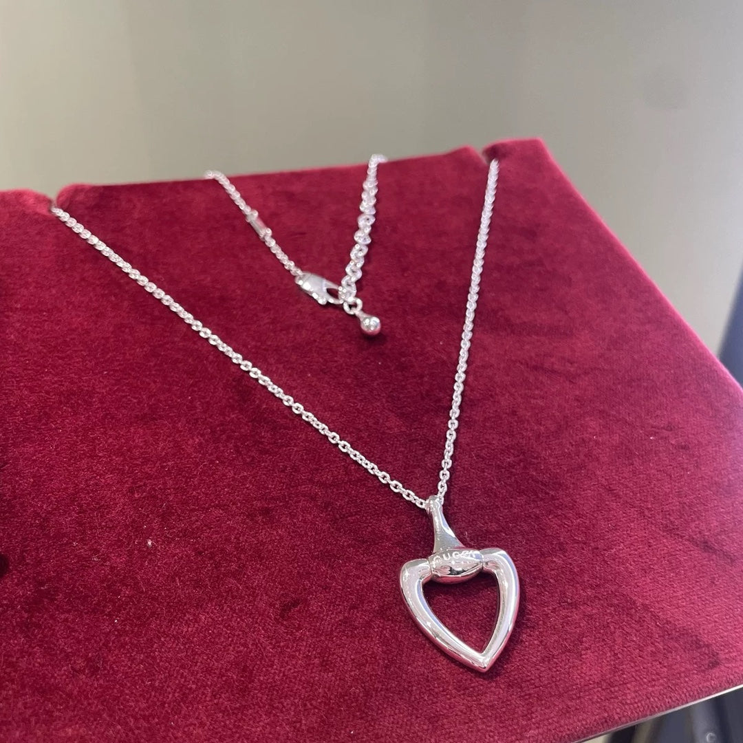 silver heart Pendant for men - alternate angle view 5