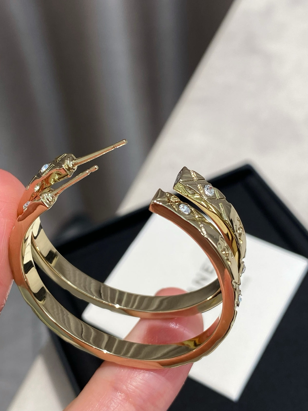 light gold crystal double c fashion accessory for kids - alternate angle view 7