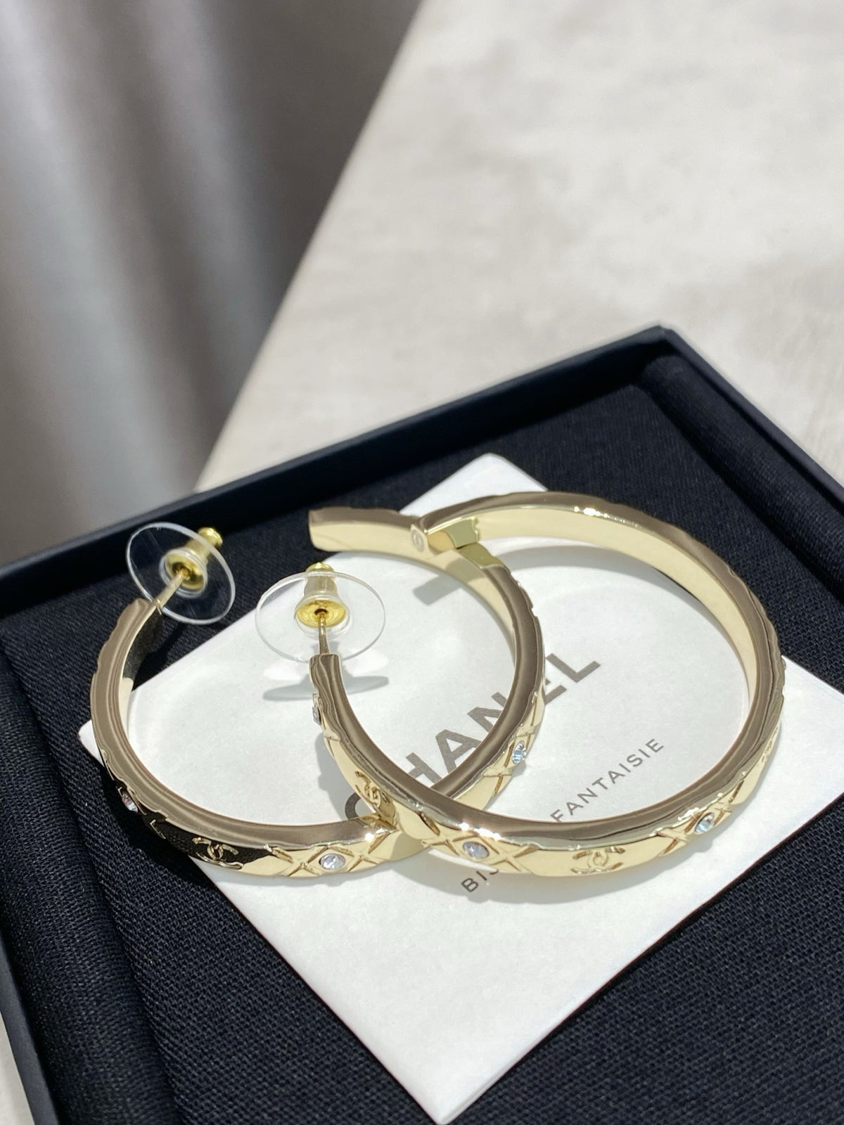 light gold crystal double c fashion accessory for kids - alternate angle view 3