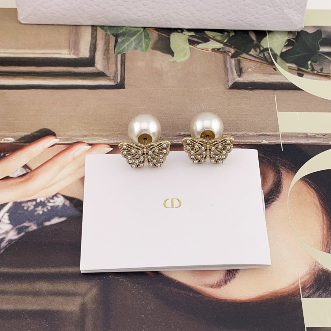 purple brass butterfly Stud Earrings for women - alternate angle view 4