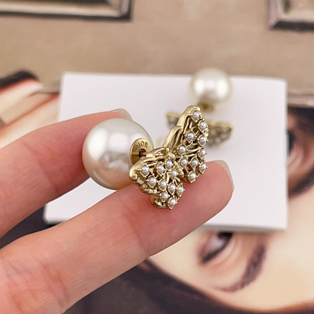 purple brass butterfly Stud Earrings for women - product detail view