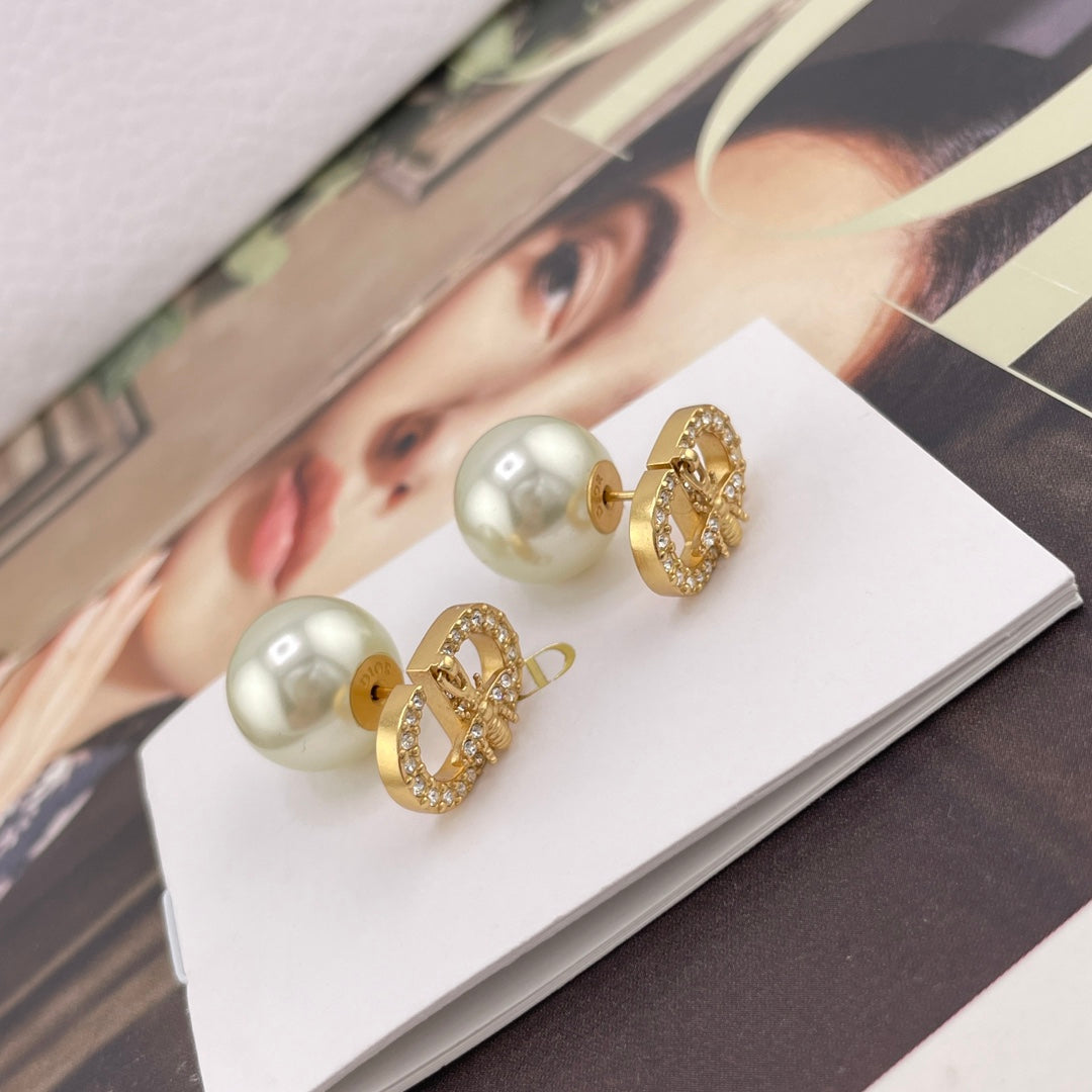yellow brass Stud Earrings for women - product detail view