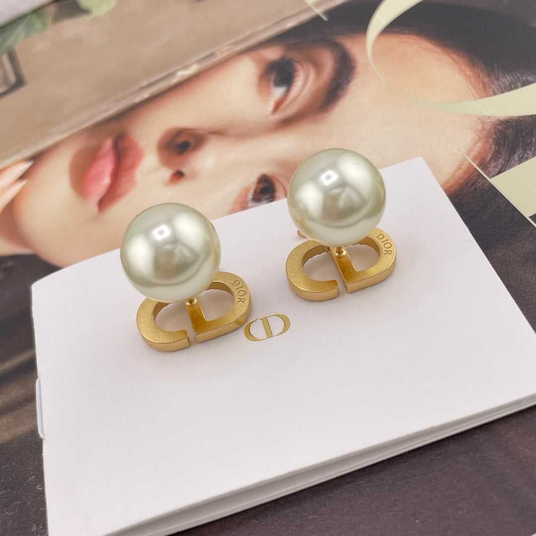 yellow brass Stud Earrings for women - alternate angle view 6
