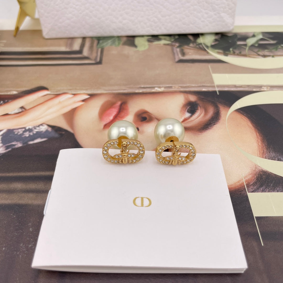 yellow brass Stud Earrings for women - alternate angle view 5