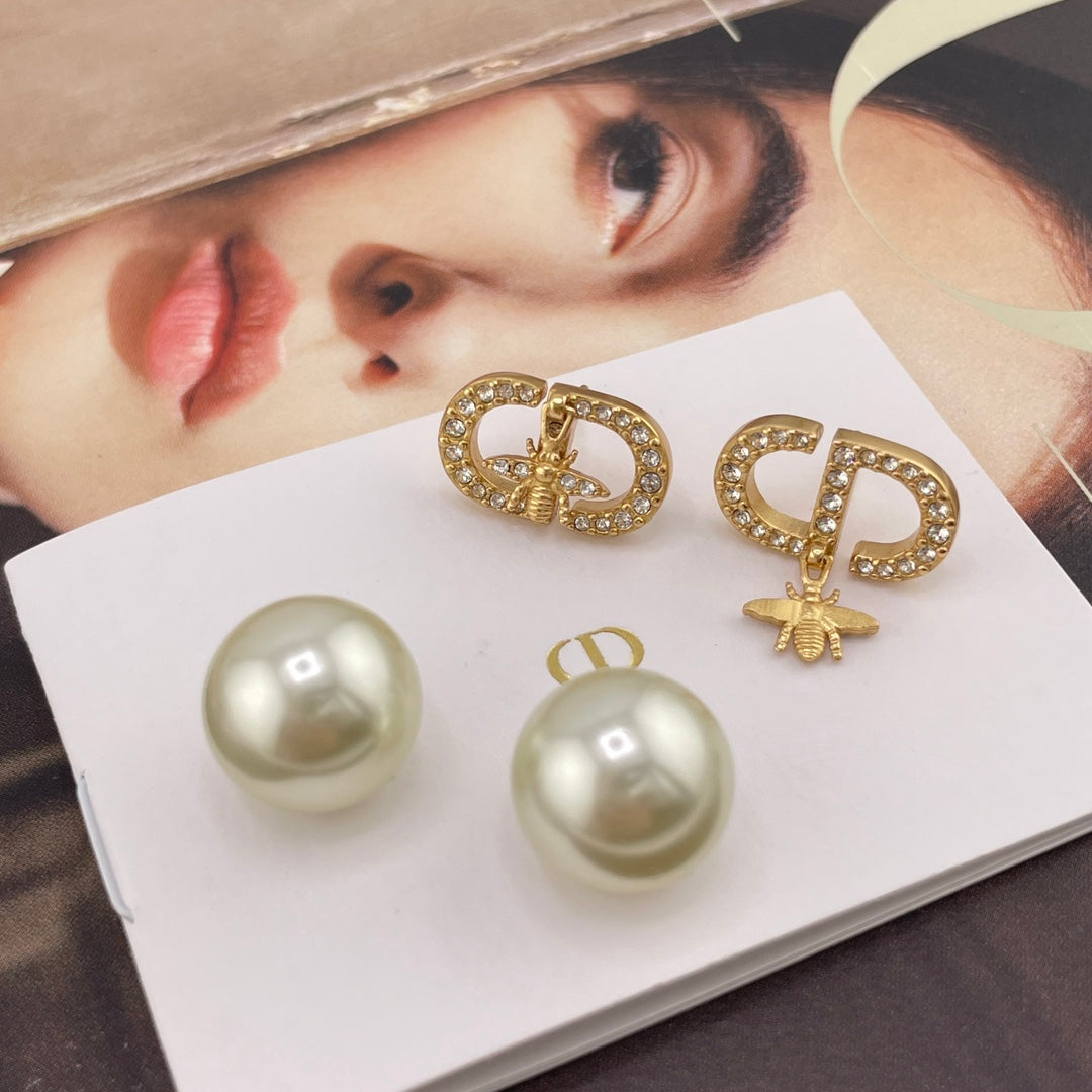yellow brass Stud Earrings for women - alternate angle view 7