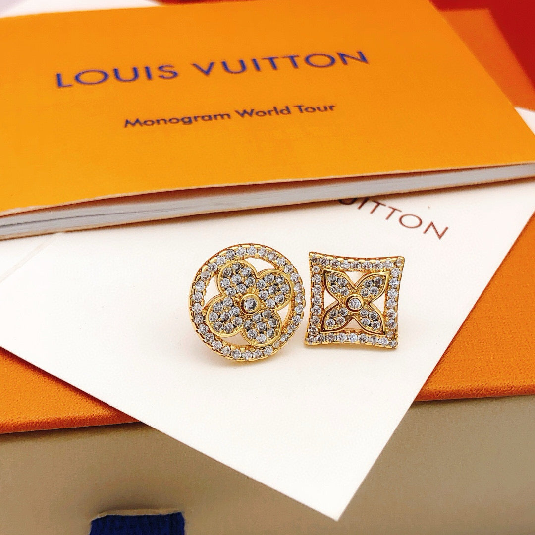 yellow brass Stud Earrings for women - product detail view