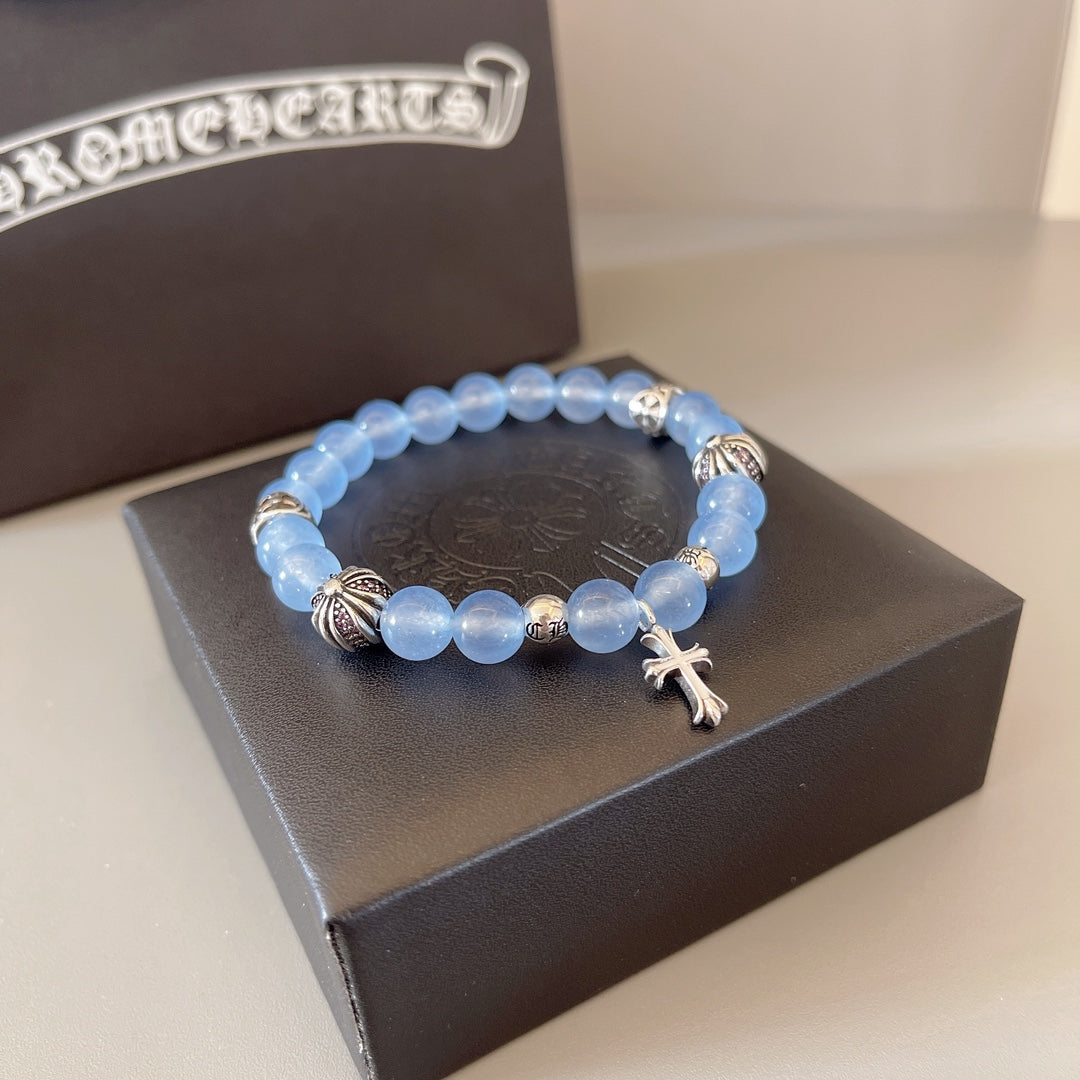 silver couple Bracelet for men - alternate angle view 6