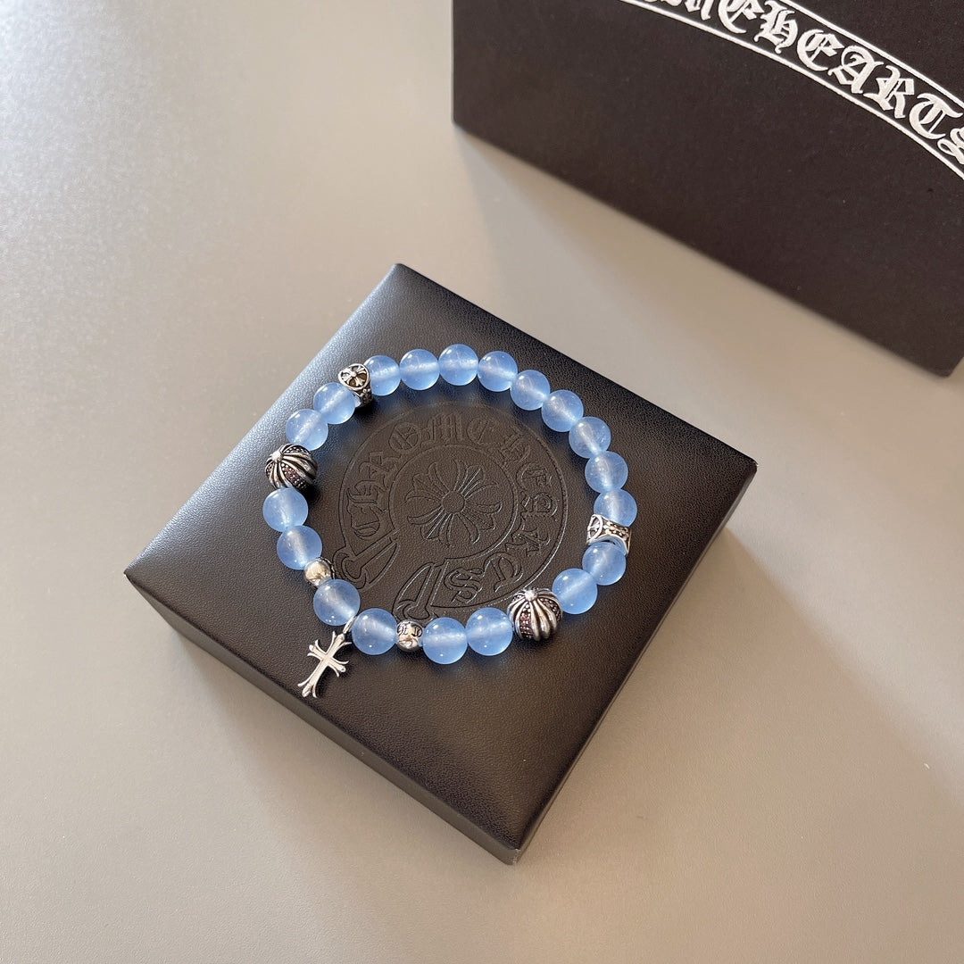 silver couple Bracelet for men - alternate angle view 3