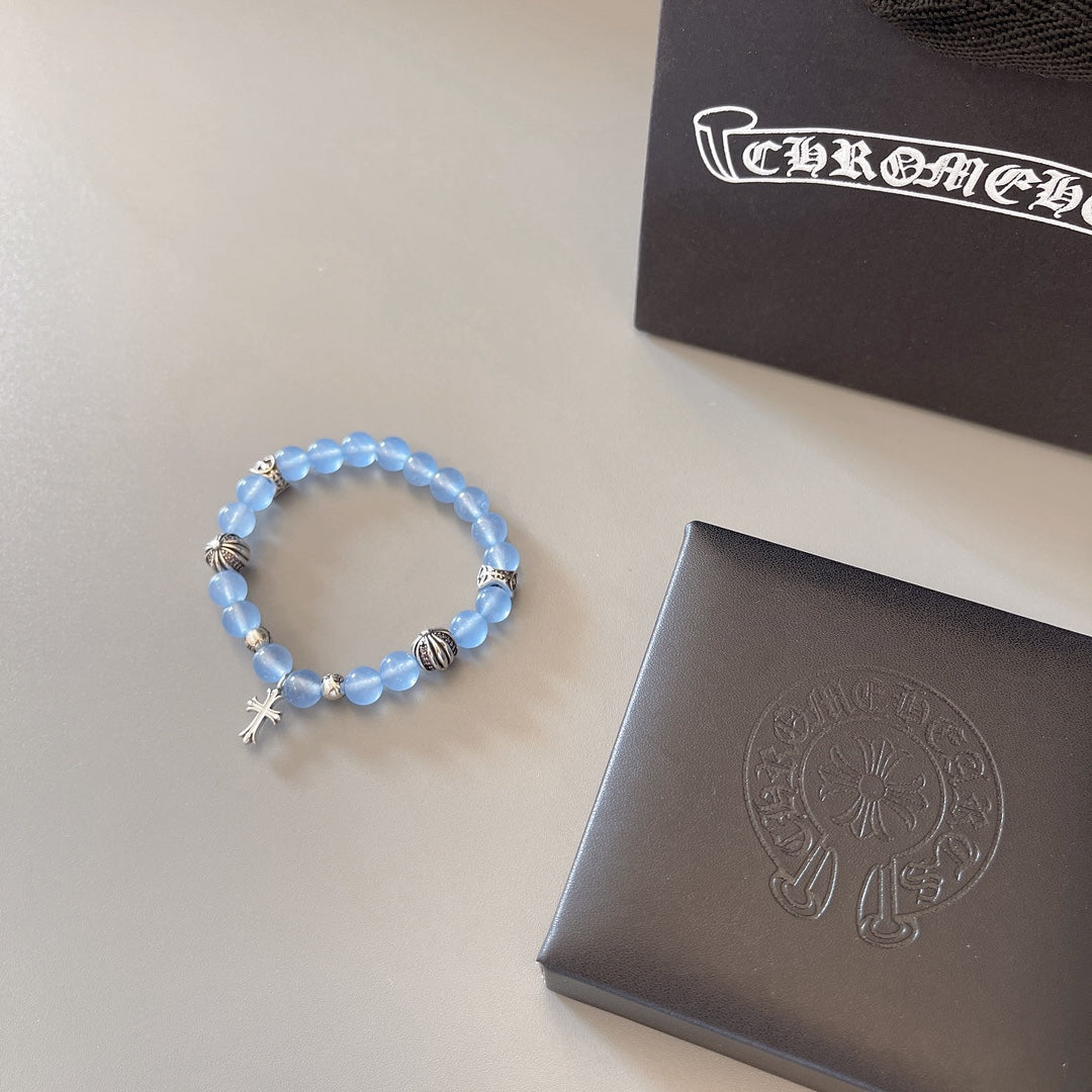 silver couple Bracelet for men - alternate angle view 4