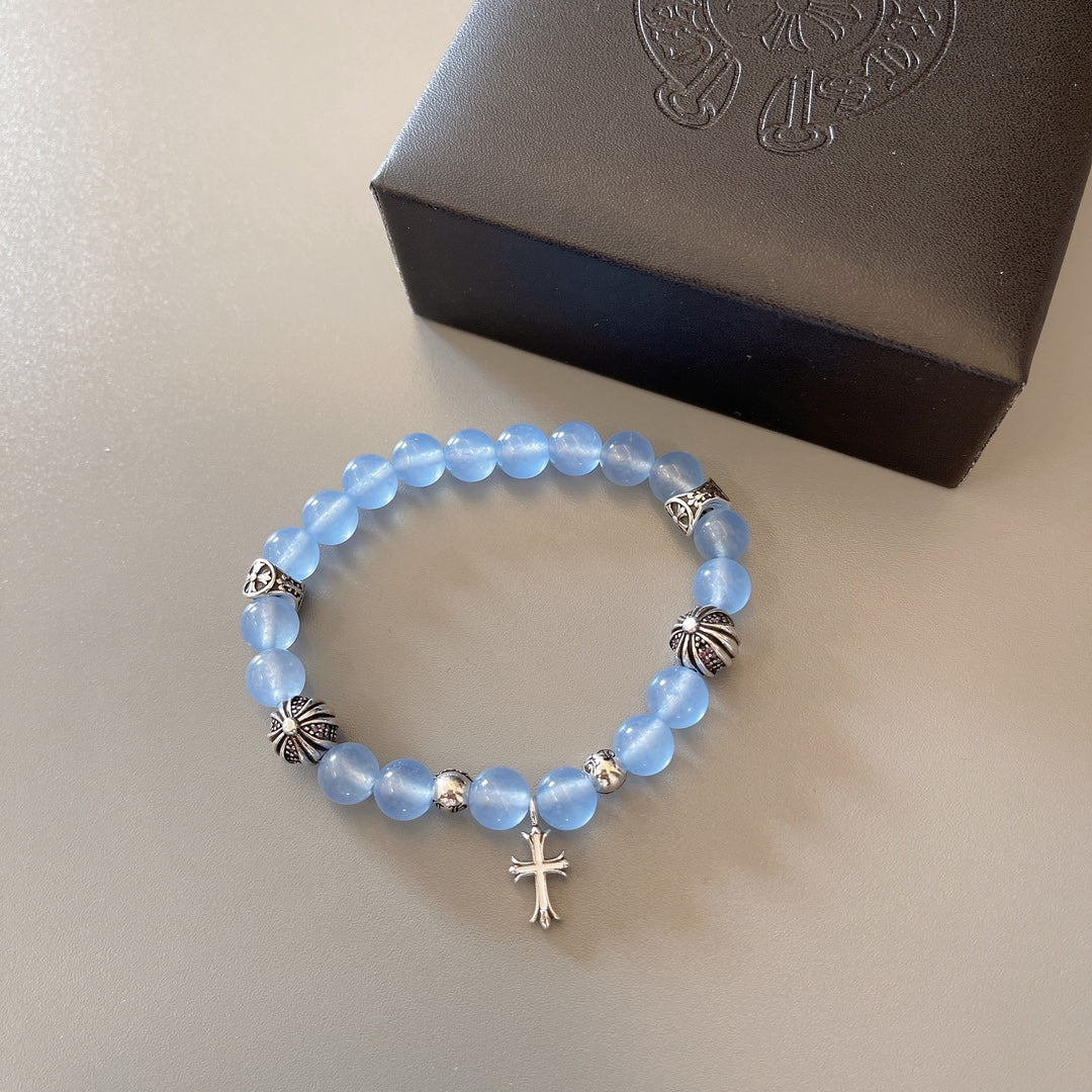 silver couple Bracelet for men - alternate angle view 9