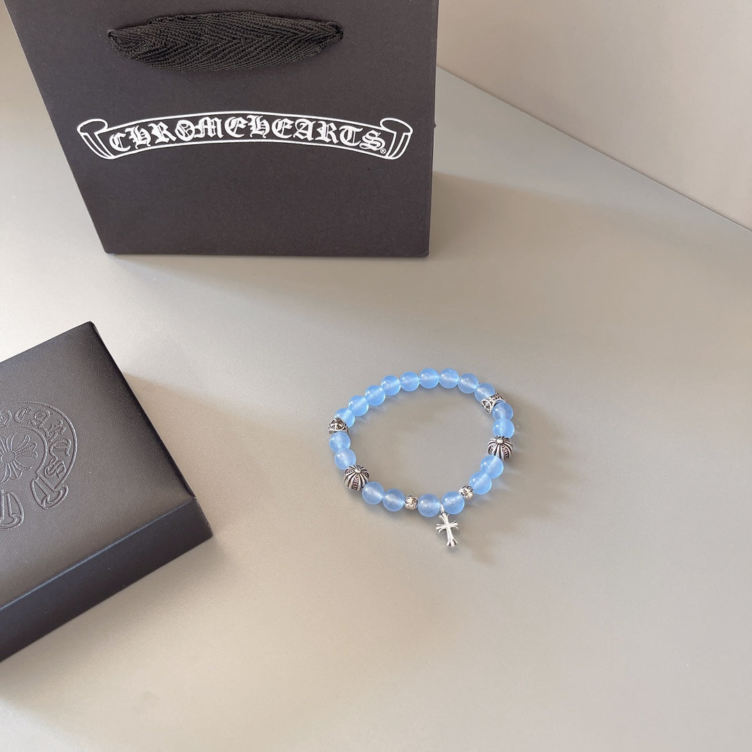 silver couple Bracelet for men - alternate angle view 2