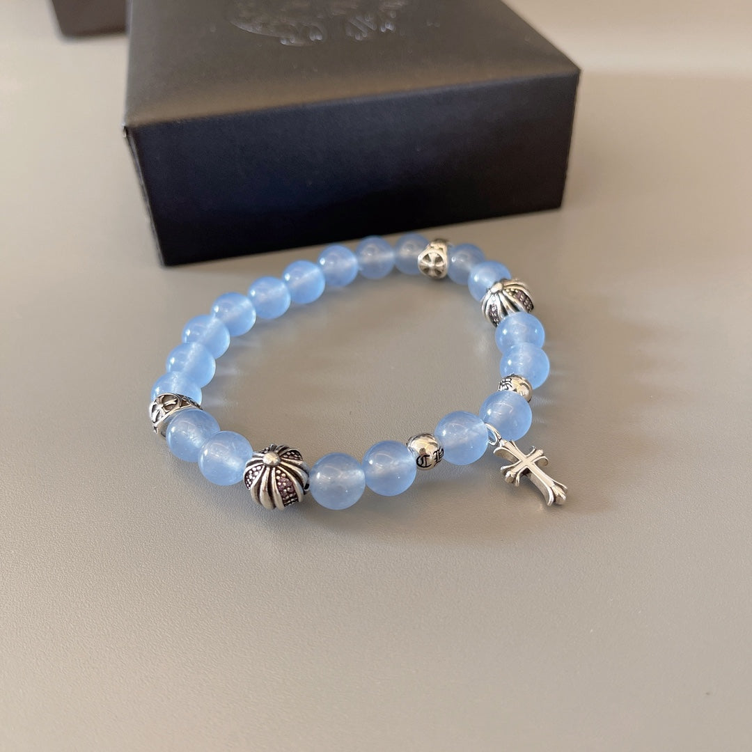 silver couple Bracelet for men - alternate angle view 7