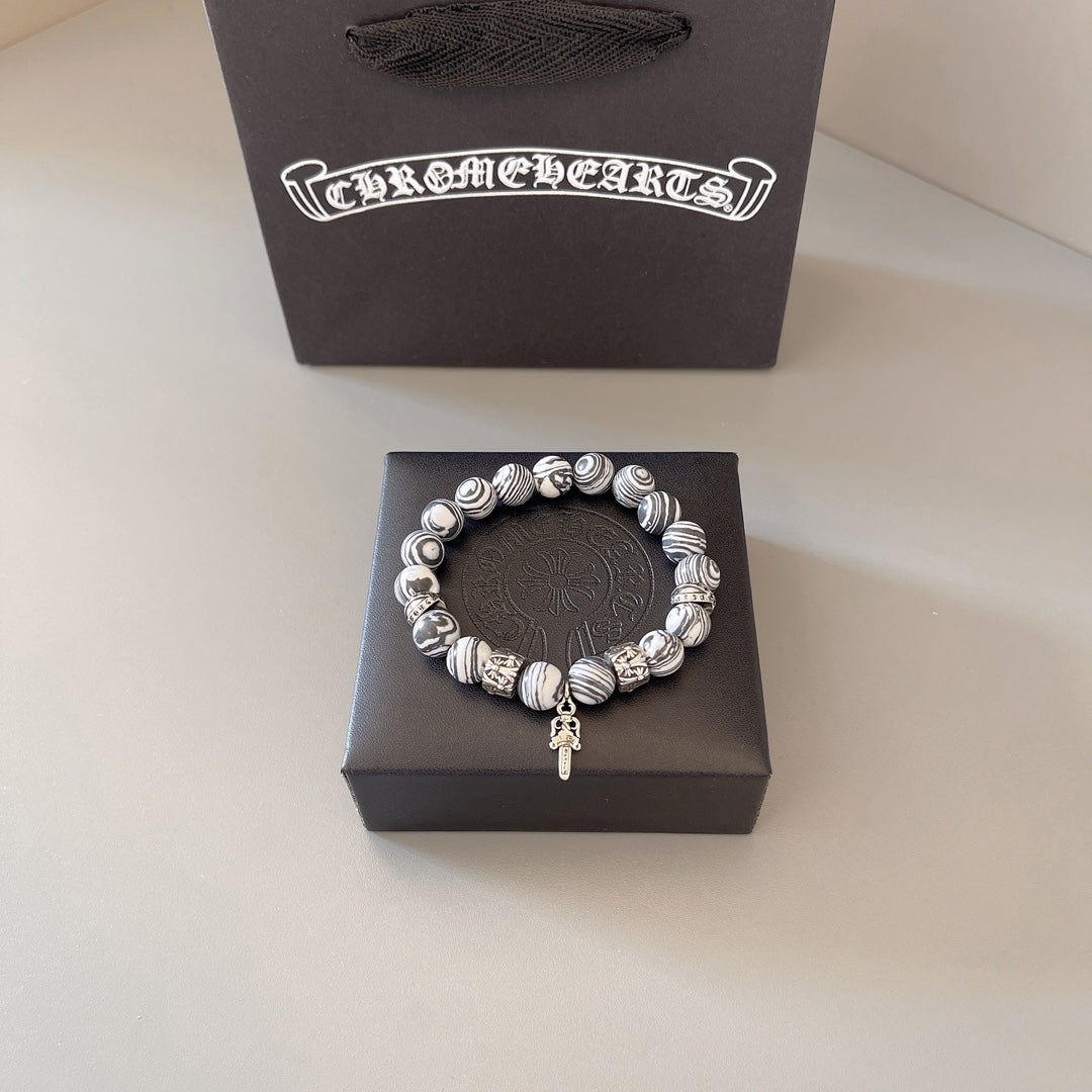 silver couple Bracelet for men - product detail view