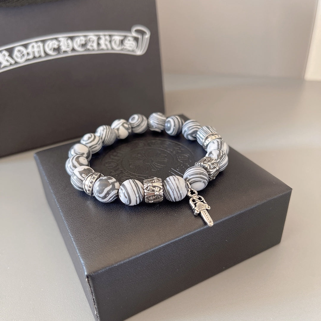 silver couple Bracelet for men - alternate angle view 9