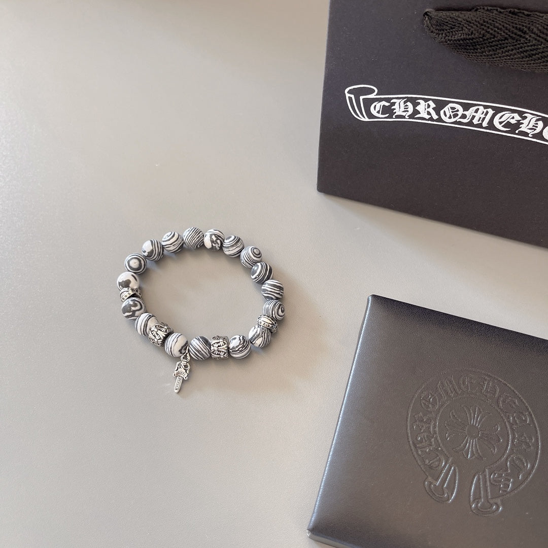 silver couple Bracelet for men - alternate angle view 5