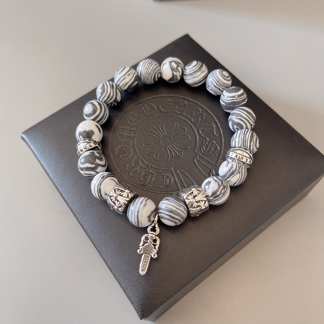 silver couple Bracelet for men - alternate angle view 8