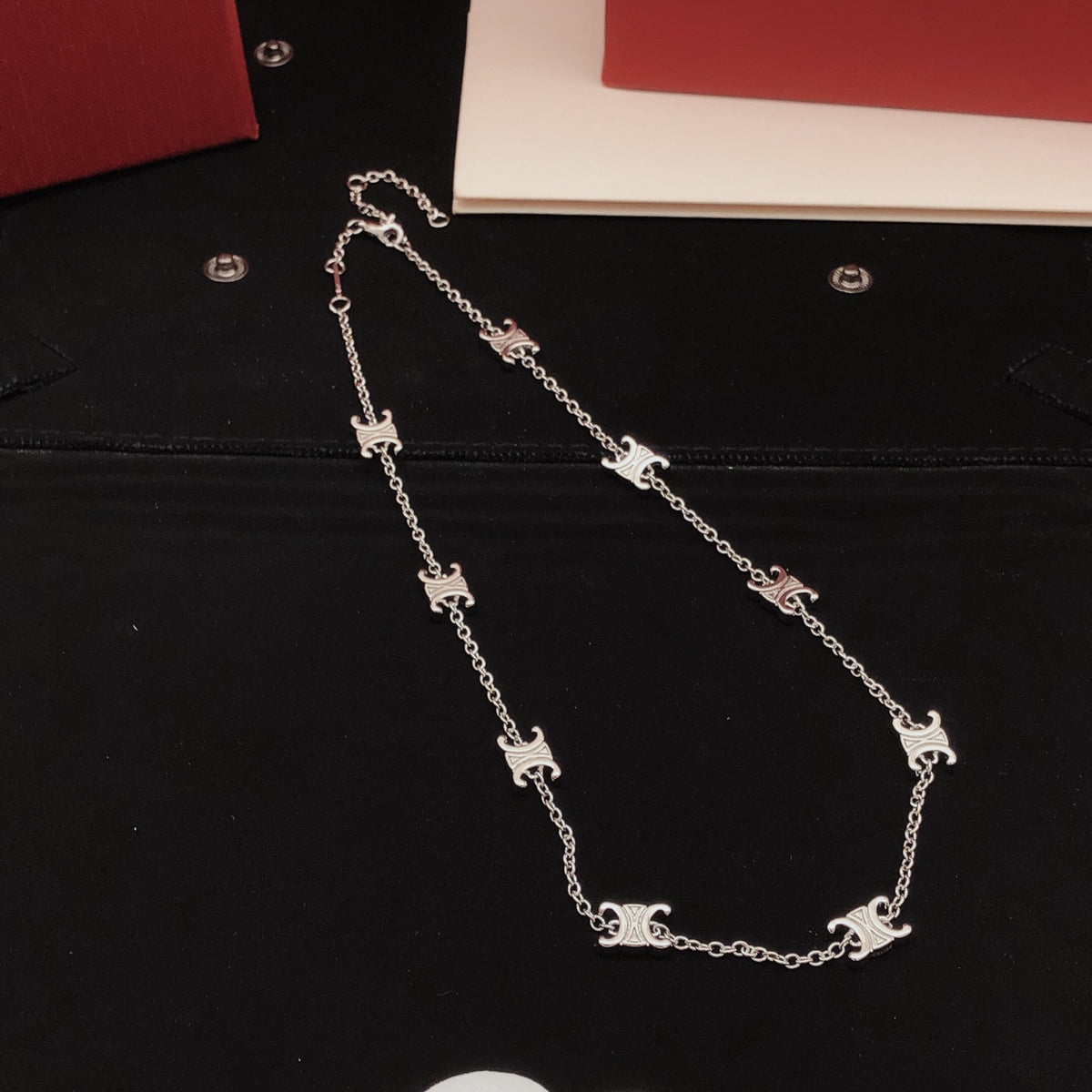 yellow brass Necklace for women - alternate angle view 2