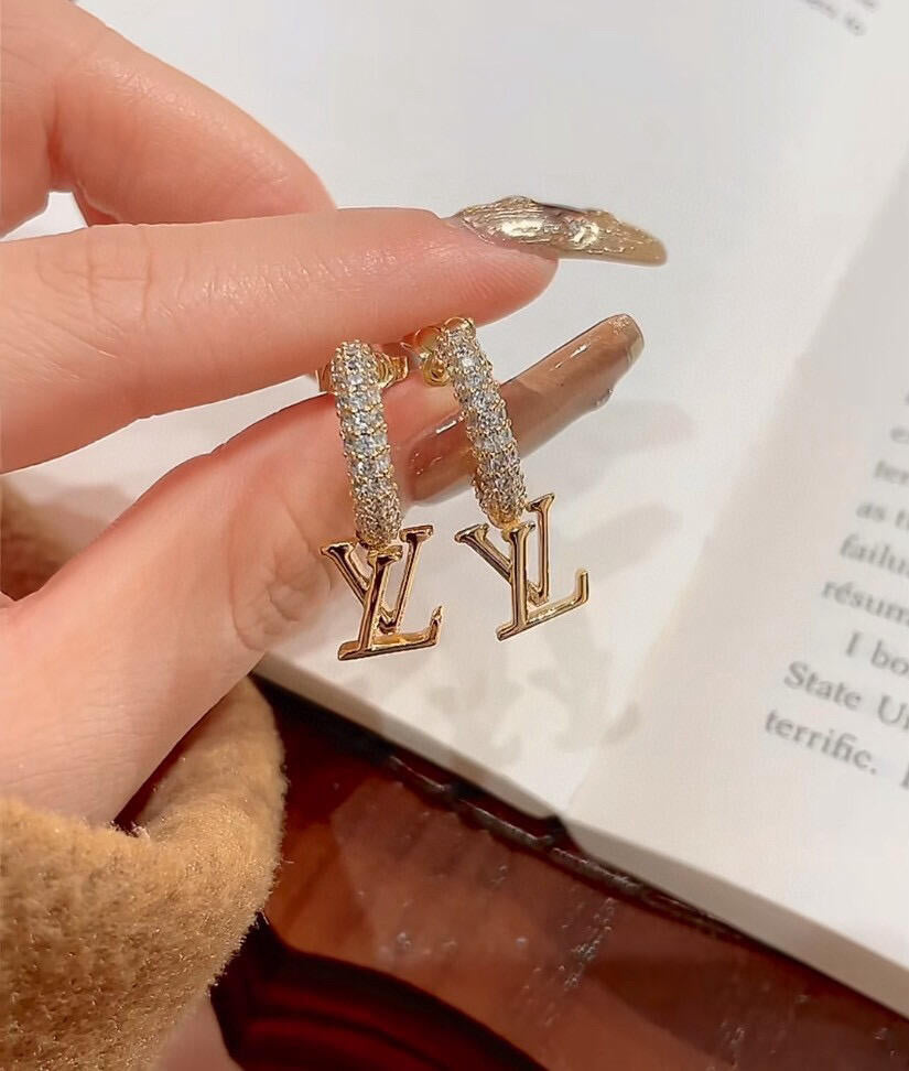 yellow brass Hook Earrings for women - alternate angle view 8