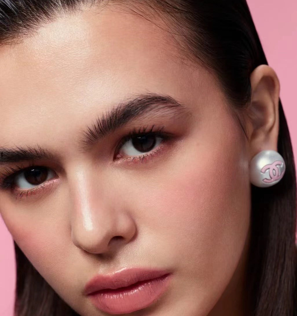 pink pearl Stud Earrings for women - alternate angle view 5