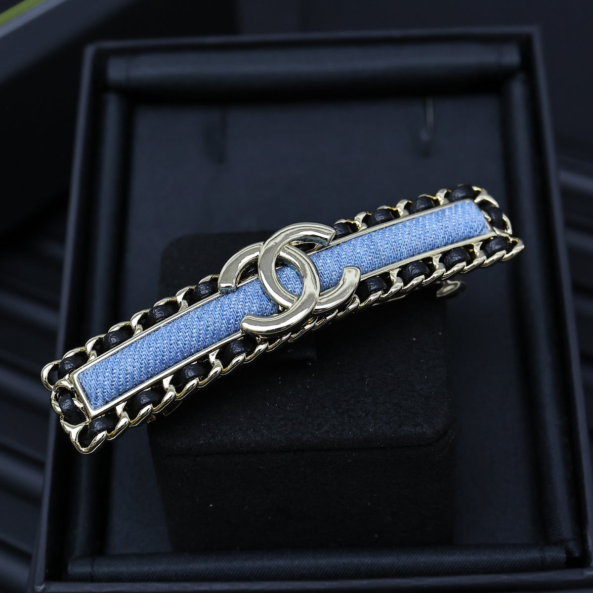 gold leather double c Hair Clip for women - alternate angle view 5