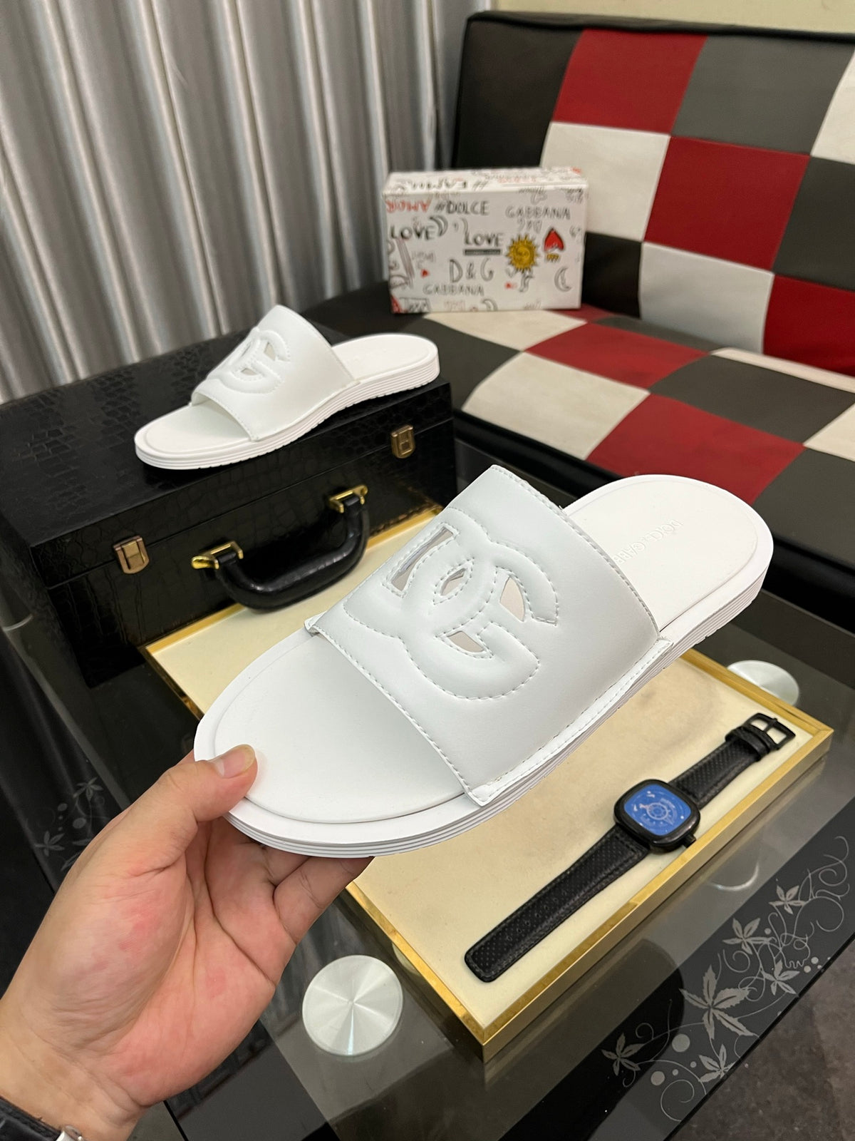 Dolce & Gabbana DG Men's PVC Slides with Molded TPU Sole