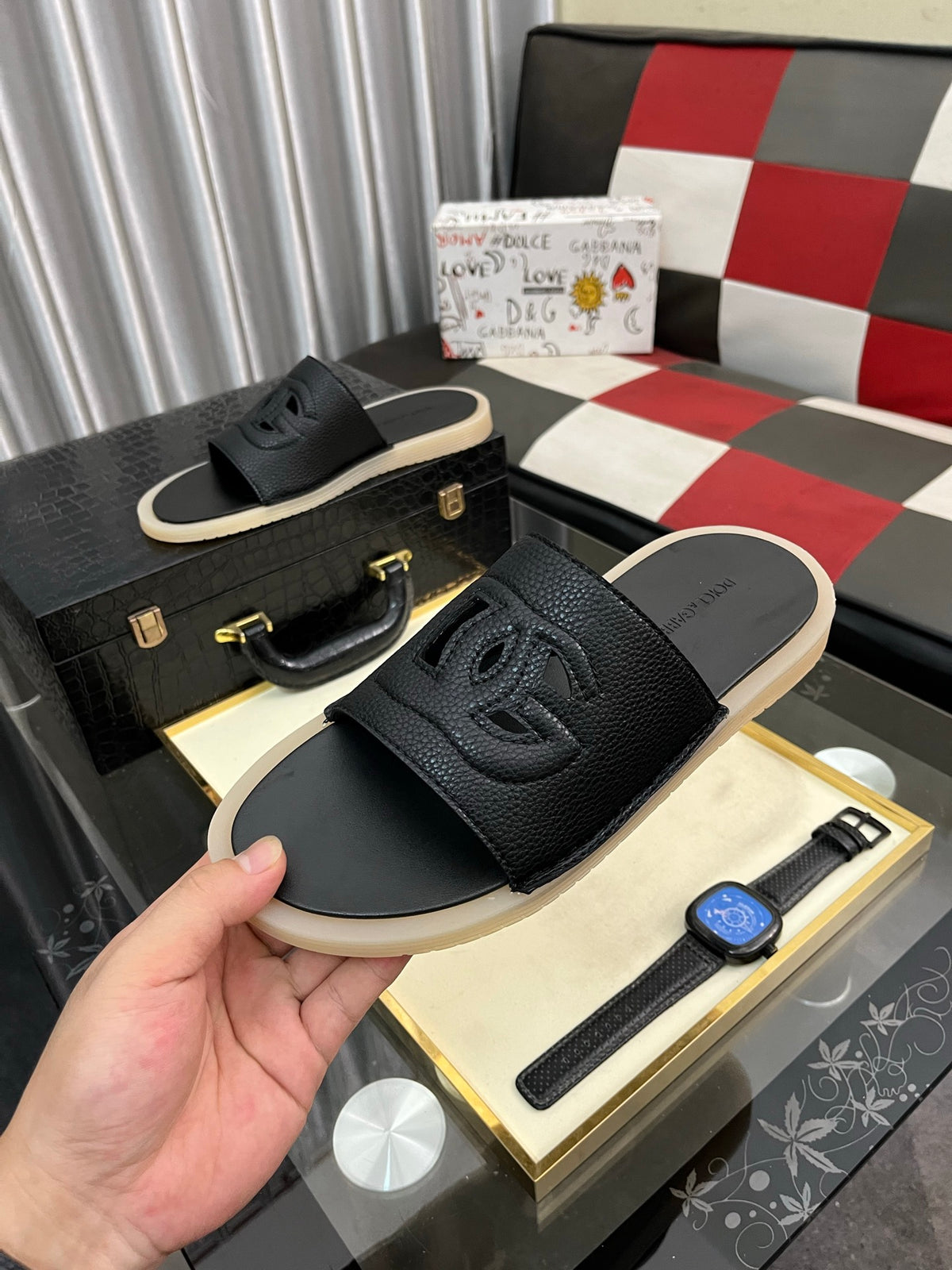 Dolce & Gabbana DG Men's PVC Slides with Molded TPU Sole
